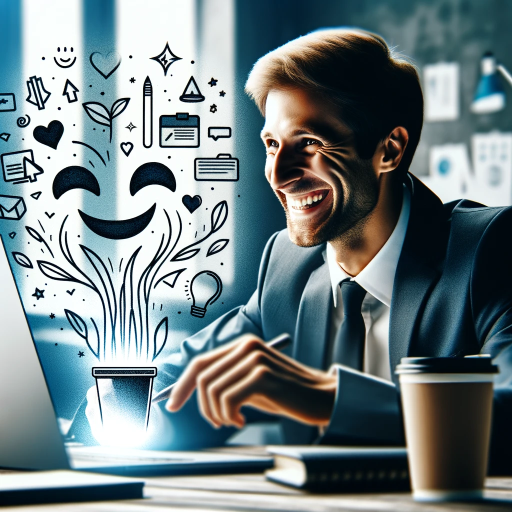 Image of a happy professional reading well-drafted page-line deposition summaries